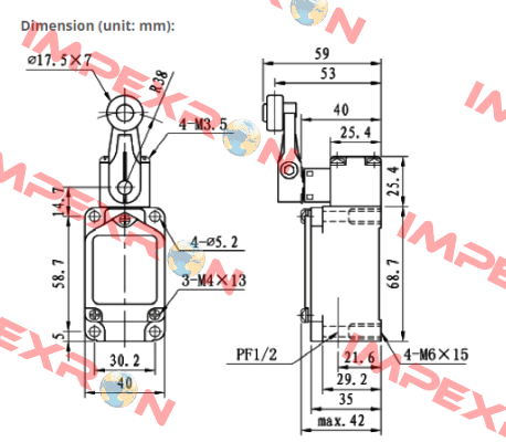 ATO-HTLS-ARL /High Temperature Limit Switch with Adjustable Roller Lever, 350°C Moeller (Eaton)