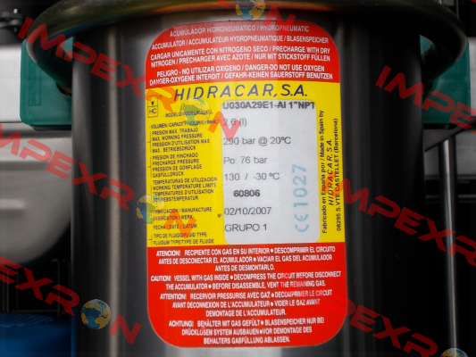 U030A29E1-AI 1“ NPT,76 bar  Hidracar