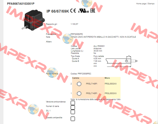 PFA9067A0103001P Ter Tecno Elettrica Ravasi