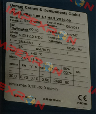 DCS-Pro 5-500 1/1 H5 VS8-15  Demag