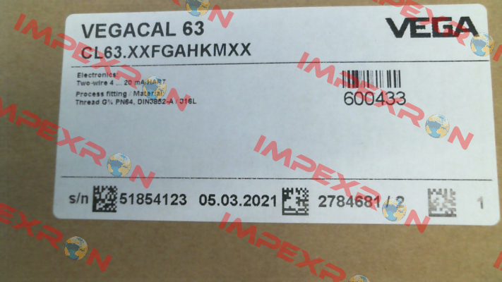 P/N: CL63.XXFGAHKMXX, Type: VEGACAL 63 Vega