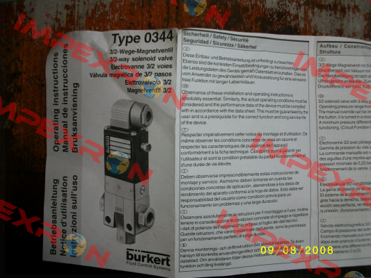 p/n: 00046087, Type: 0344 Burkert