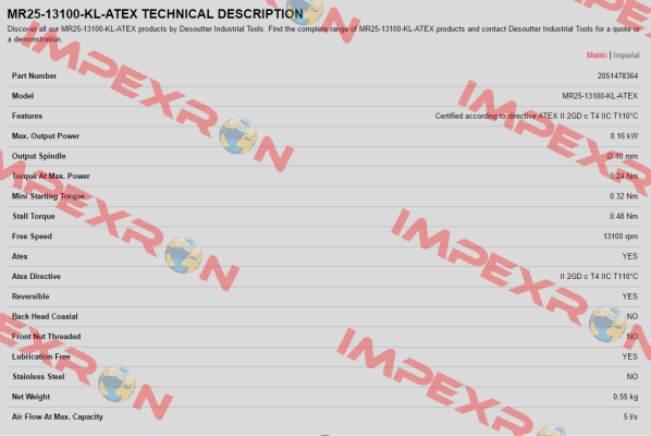 2051478364 / MR25-13100-KL-ATEX Desoutter